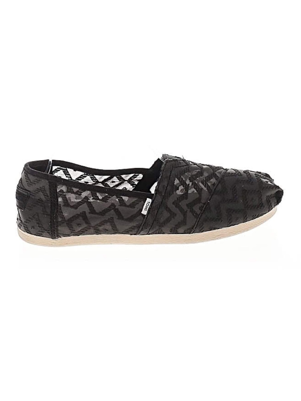 TOMS Black Chevron Lace Flats Size 9